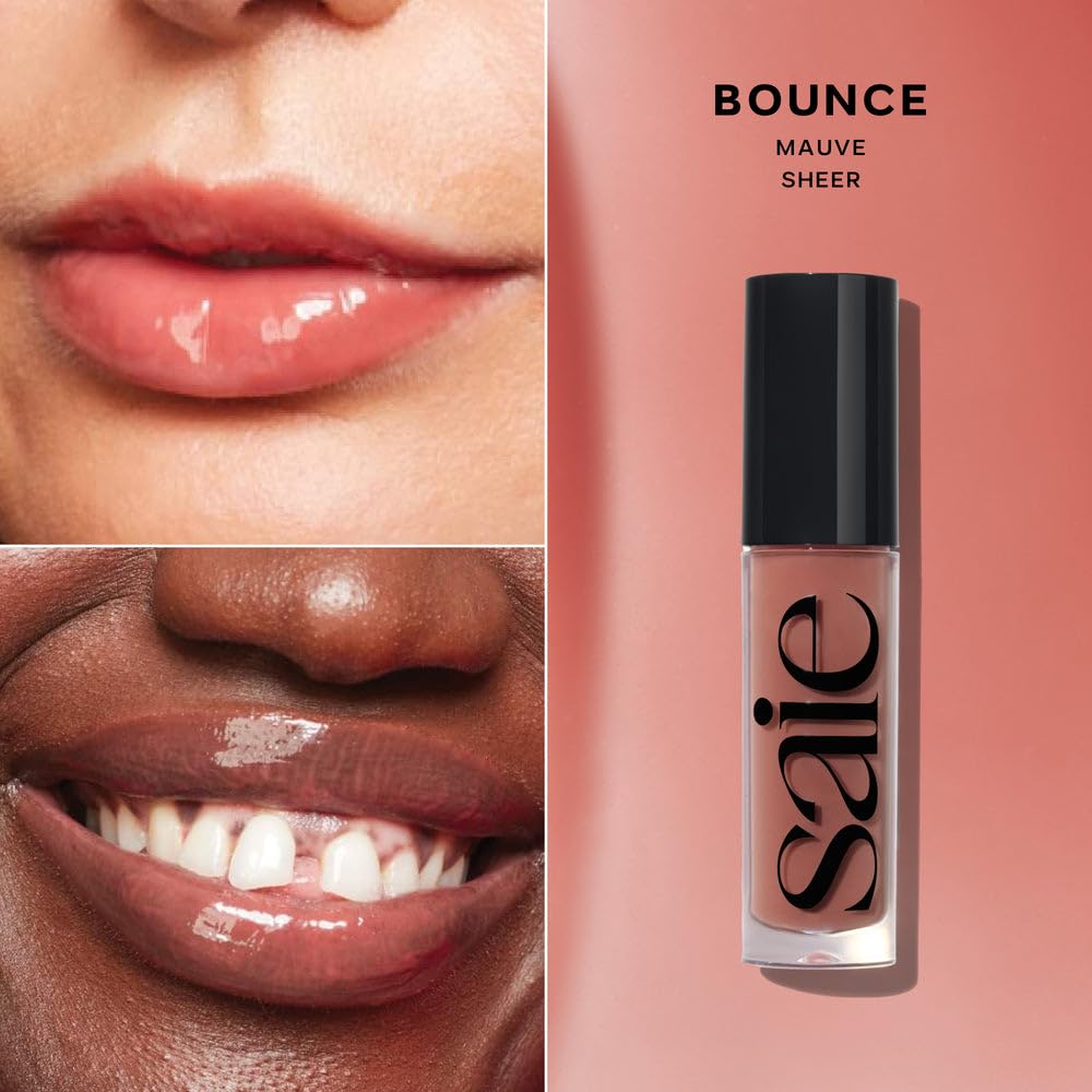 Saie Glossybounce High-Shine Hydrating Lip Gloss Oil - Sheer Tinted Lip Oil with Hyaluronic Acid + Jojoba Oil for Long-Lasting Moisture (.17 oz) Beauty & Personal Care Saie