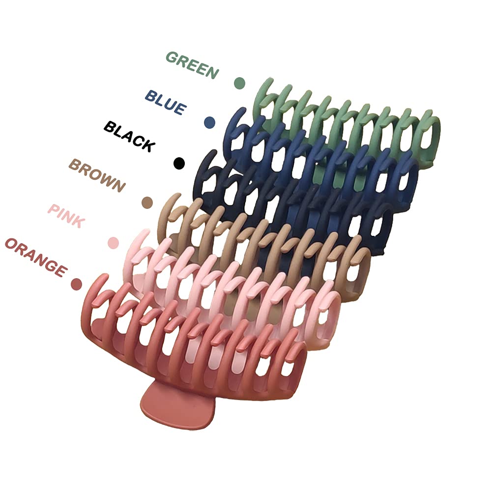 6 Pack Hair Claw Clips, Big Hair Claw Clips, Fashion Jieey Hair Accessories, 4 Inch Nonslip Giant Matte Strong Hold Banana Hair Clips for Thick/Thin
