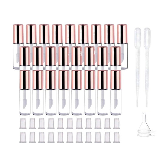 Empty Lip Balm Tubes 30/50/100pcs Empty Lip Balm Tubes Transparent Gloss Tube Container with Cap Cosmetic Sample for Lipstick Making(Rose Gold,100Pcs) Beauty and Personal Care Gonehyu