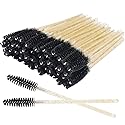 300 Pack Glitter Mascara Wands Disposable EyeLash Spoolie Brushes Makeup Applicator Eyelash Extension Tool Kit, Crystal Gold Handle Black Brush Head Beauty & Personal Care Mekupeu