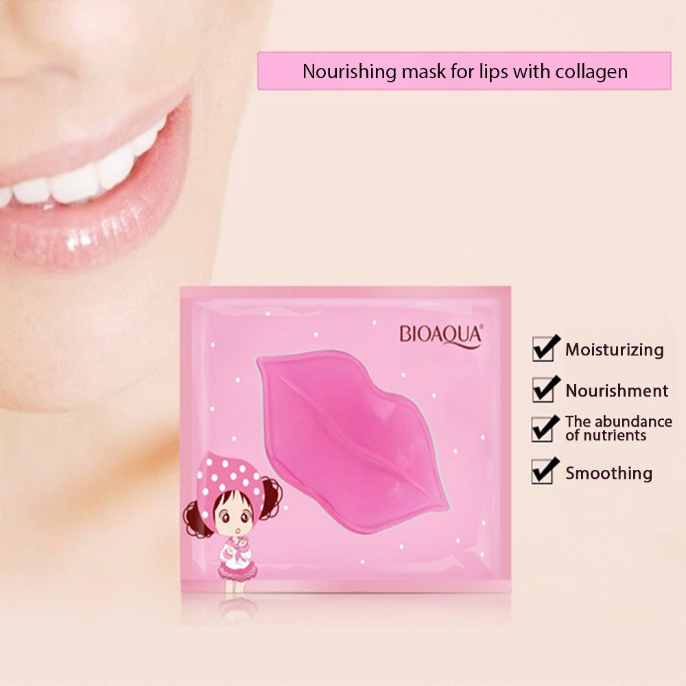 BIOAQUA Lip Plumper Collagen Nourishing Crystal Pink Lip Mask Natural Shiny Moisturizing Smooth Texture Healthy Elasticity (30) Beauty and Personal Care BIOAQUA