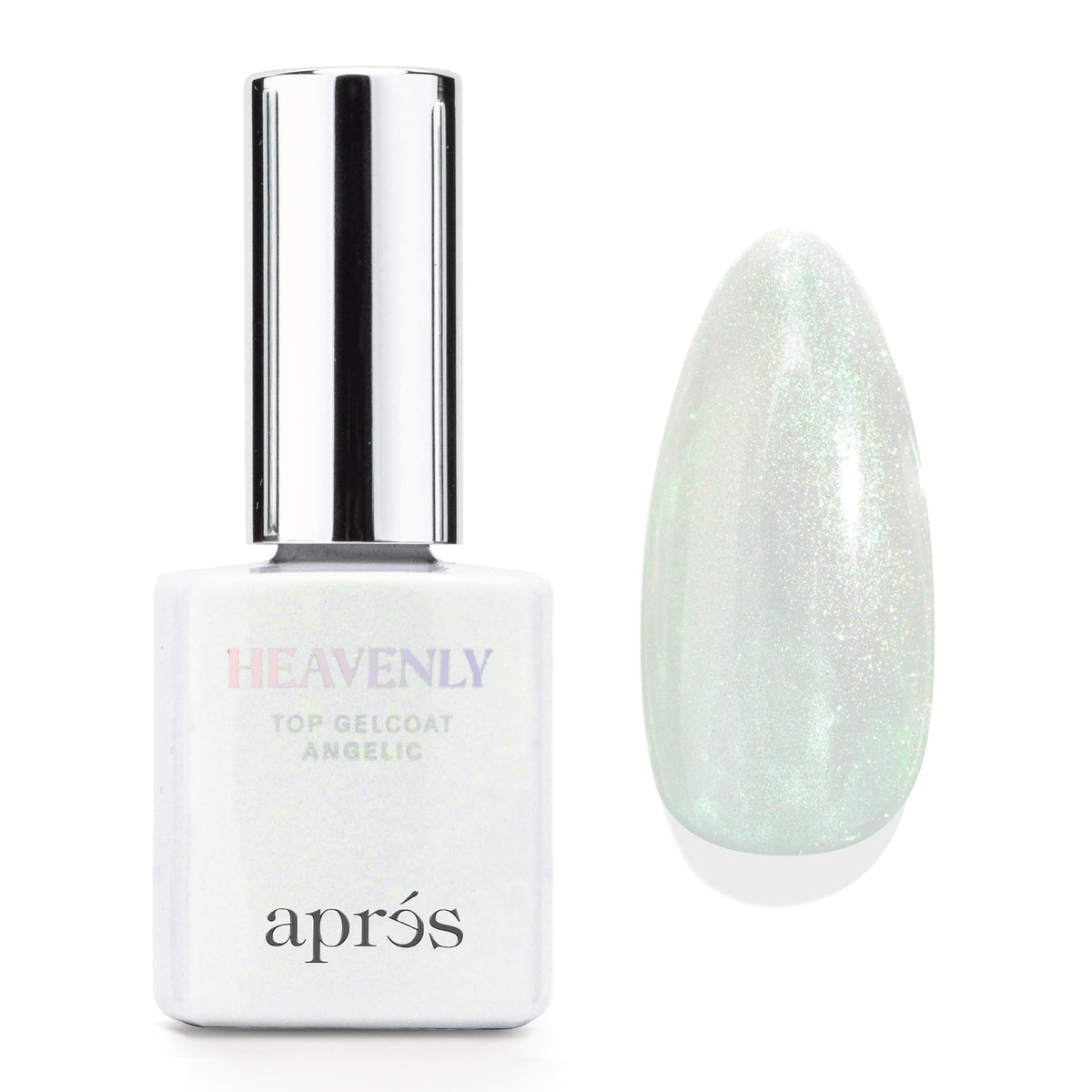 Apres Heavenly Top Gelcoat, 15 ml Non-Wipe Nail Gel Polish Top Coat, Shimmery Long Lasting Topcoat (Angelic, 15 ml)