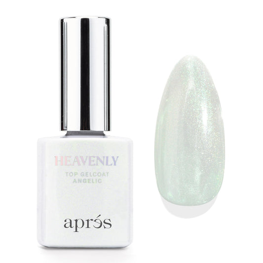 Apres Heavenly Top Gelcoat, 15 ml Non-Wipe Nail Gel Polish Top Coat, Shimmery Long Lasting Topcoat (Angelic, 15 ml)