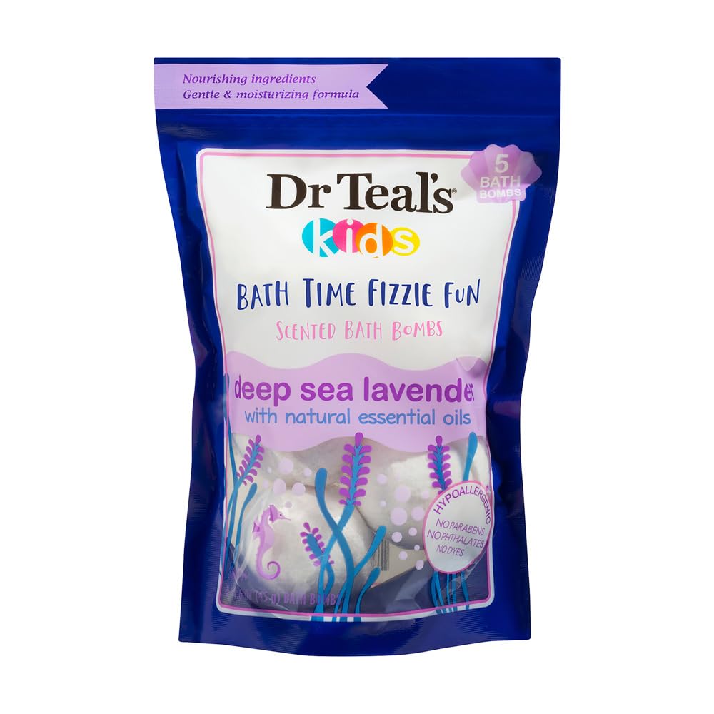Dr Teal's Ultra Moisturizing Kids Bath Time Fizzie Fun Scented Bath Bombs Deep Sea Lavender with Natural Essential Oils (Unisex) 1.6 Oz Beauty & Personal Care Dr Teal's