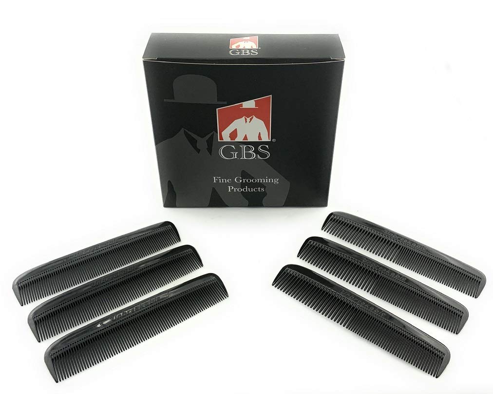 G.B.S 6 Pieces Black 5in Course Fine and Pocket Hair Comb Beard and Mustache Combs Beauty and Personal Care G.B.S