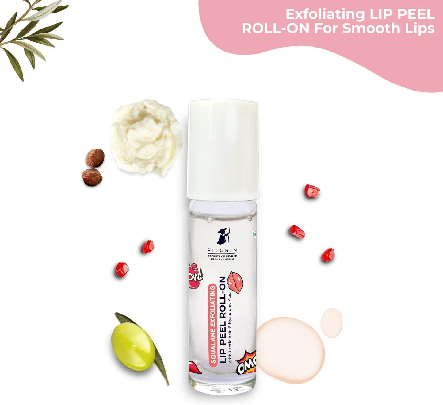 ZOZO Spanish Squalane Lip Peel Roll-on with lactic acid & hyaluronic acid - Squalane exfoliating lip peel for soft, delicate & glossy lips - Lip peel Beauty and Personal Care ZOZO