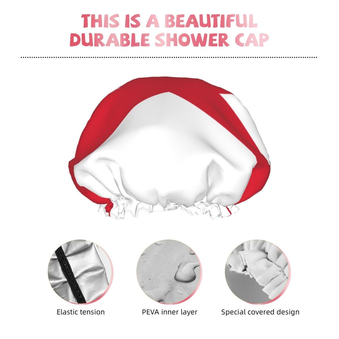 Jersey Flag Prints Shower Cap Double Layer Lined Waterproof Bathing Shower Hat Beauty and Personal Care Hayyett