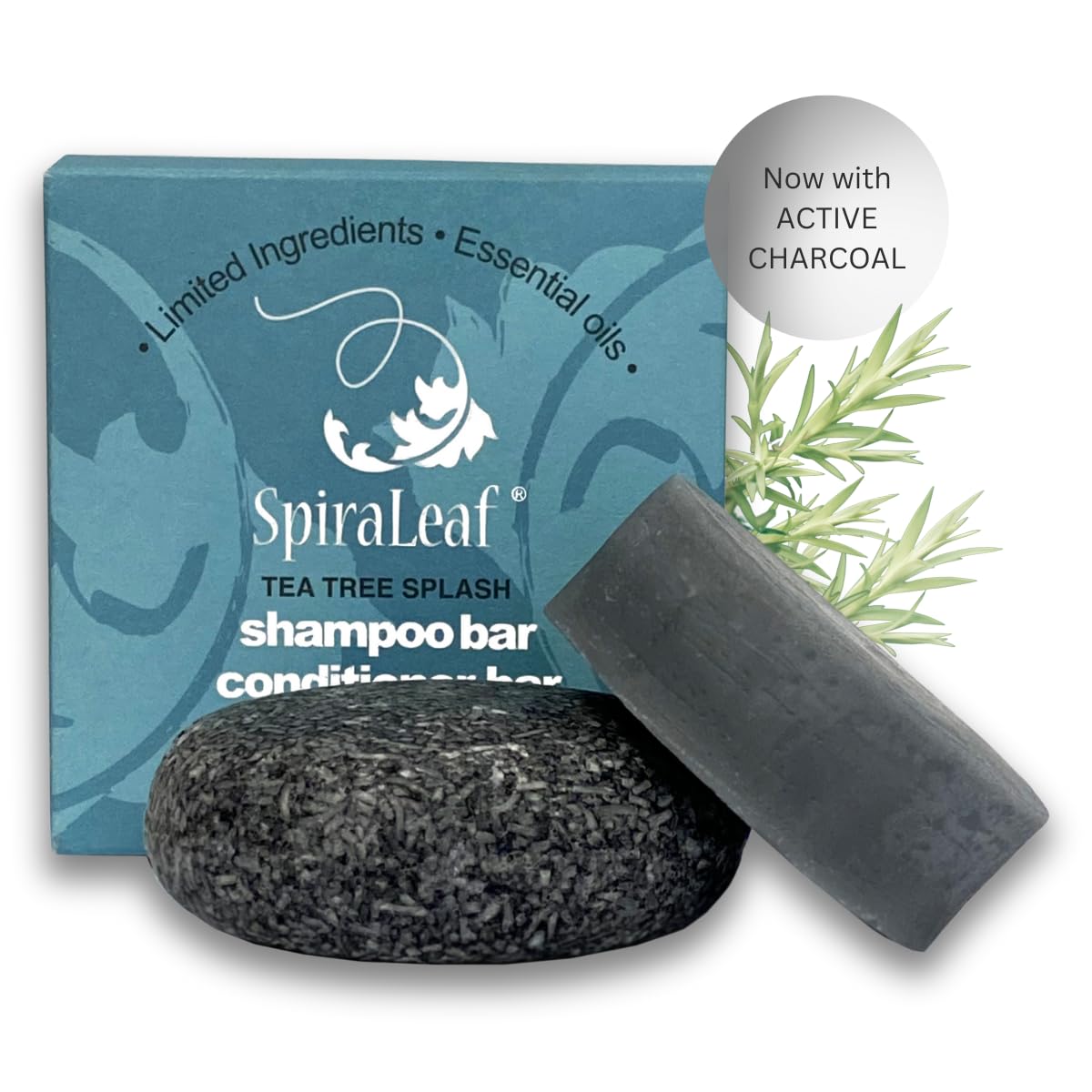 SPIRALEAF Solid Shampoo Bar & Conditioner Bar Set, TEA TREE SPLASH Essential Oil Blend, Limited Ingredients, Concentrated Formula, Fragrance-Free Beauty & Personal Care Spiraleaf