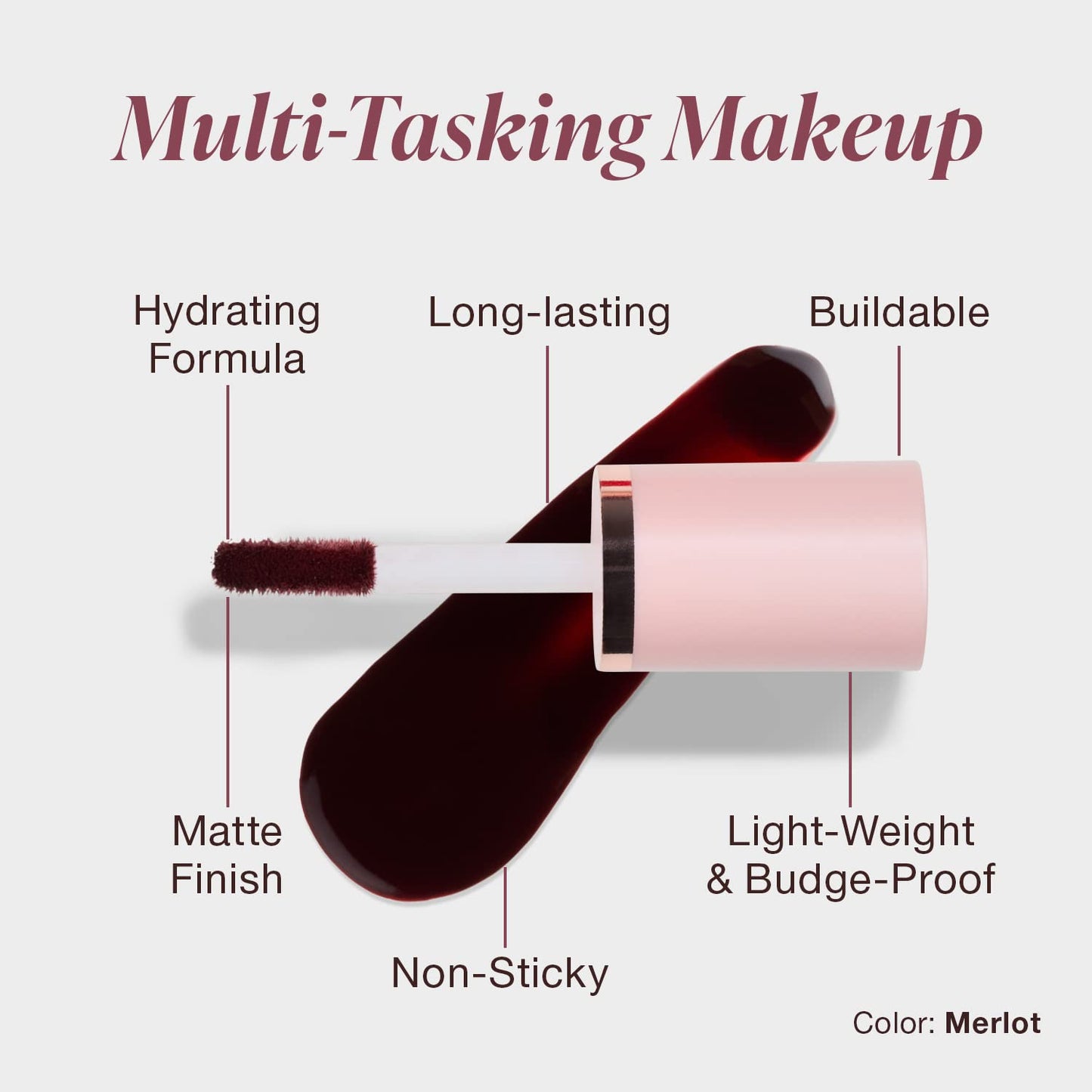 Mineral Fusion 2-in-1 Lip & Cheek Stain Merlot, 0.10 fl oz, Deep Cherry Red hydrating, long-lasting, matte lip and cheek color Beauty & Personal Care Mineral Fusion
