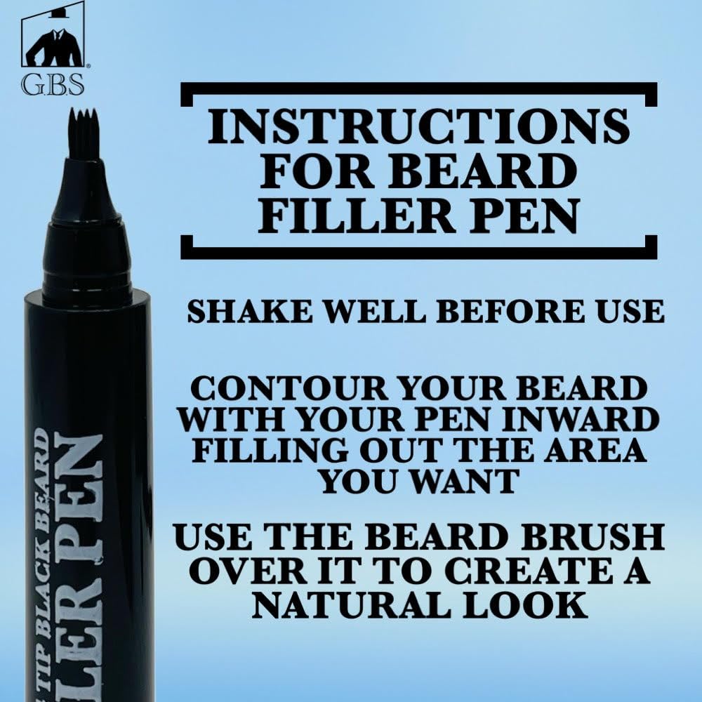 Beard Filler Pencil for Men Waterproof Beard Pen and Beard Brush Long Lasting Natural Look, Mustache Repair Shape, Define and Style Facial Hair Beauty and Personal Care G.B.S