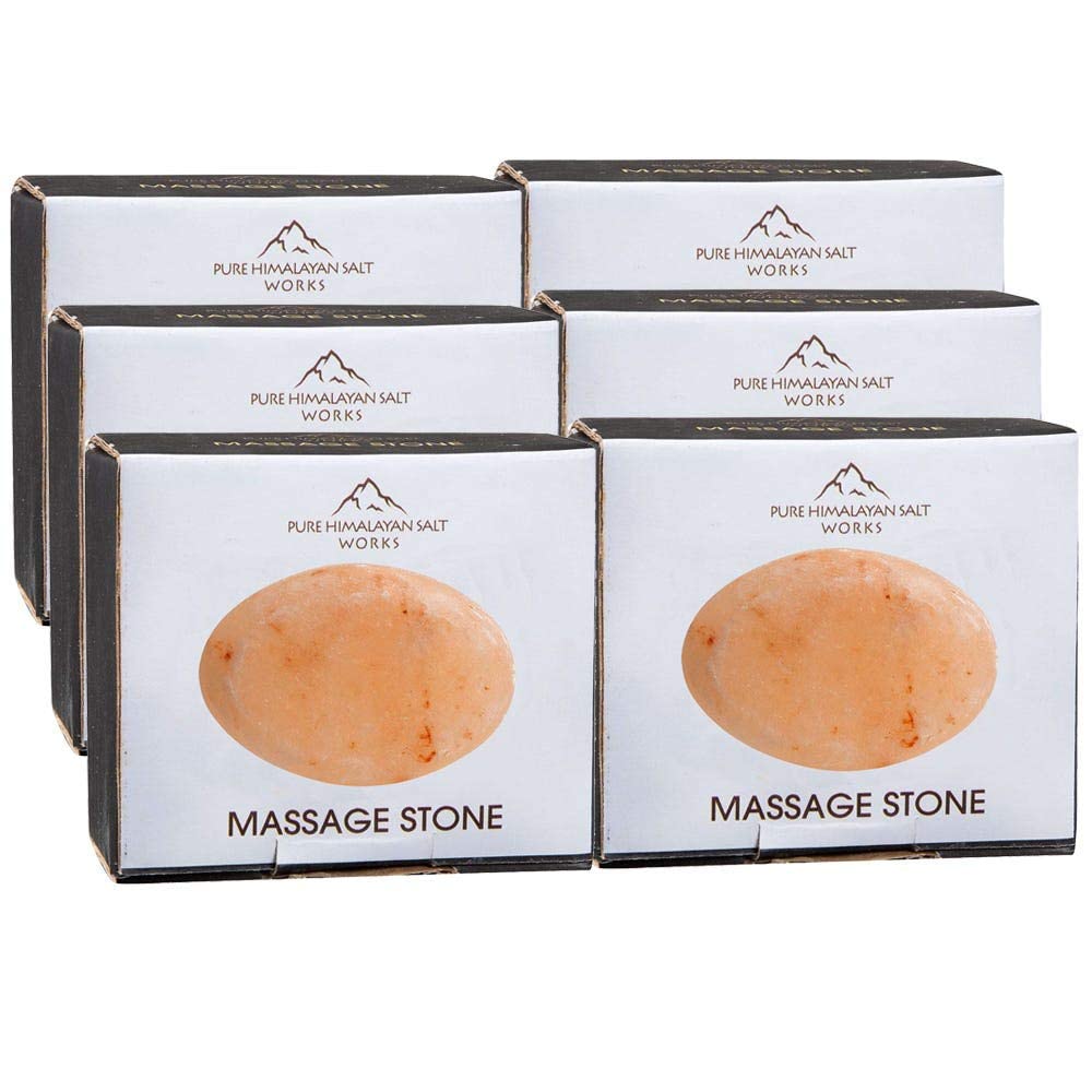 Pure Himalayan Salt Works Flat Oval Massage Stone, Pink Crystal Hand-Carved Stone for Massage Therapy, Deodorant and Salt and Sugar Scrubs, 2.5” W x Beauty and Personal Care Pure Himalayan Salt Works