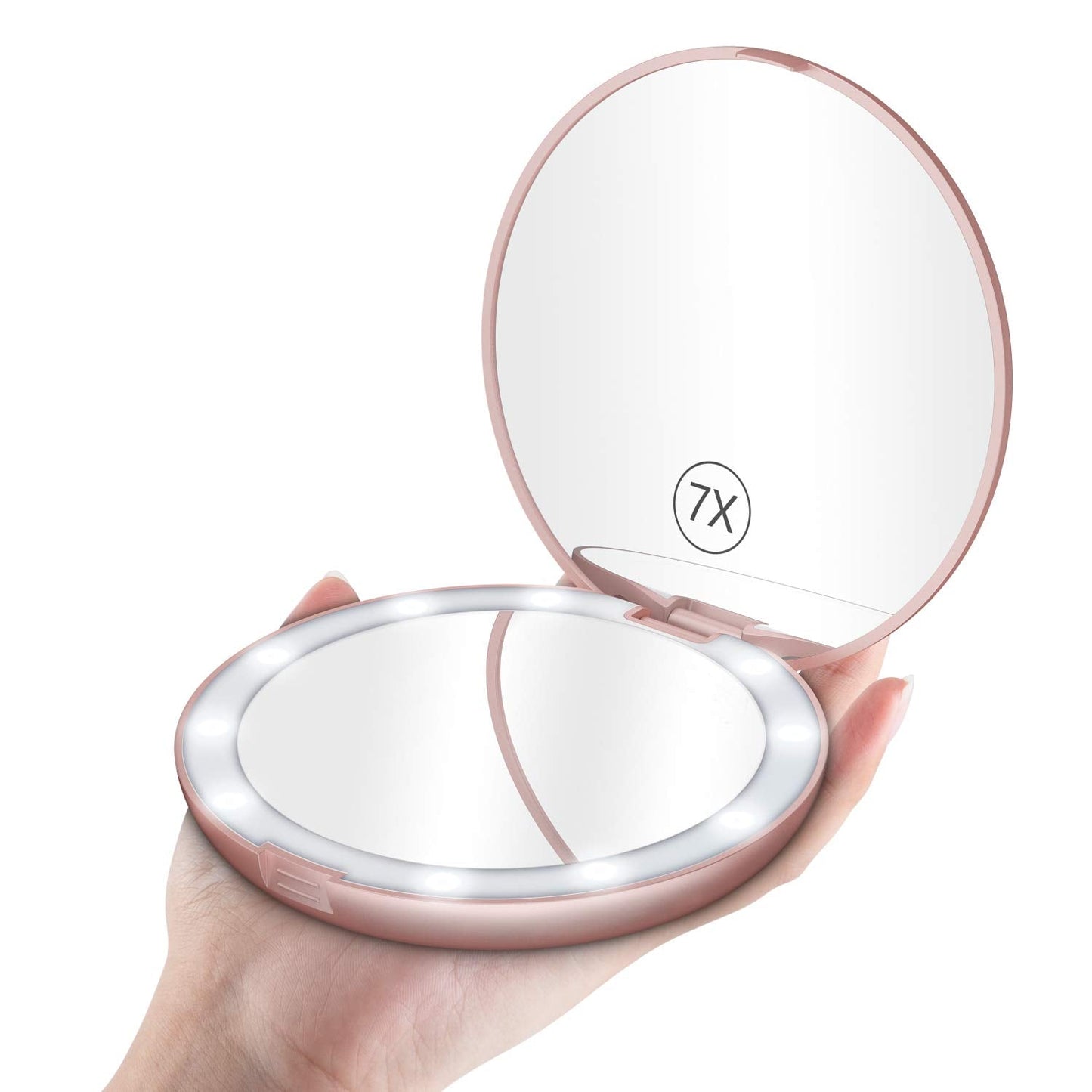 Benbilry LED Lighted Compact Travel Makeup Mirror with Lights, 1x/7x Magnification, 5 Inch Dual Sided Portable Illuminated - Perfect for Handbag Beauty & Personal Care Benbilry
