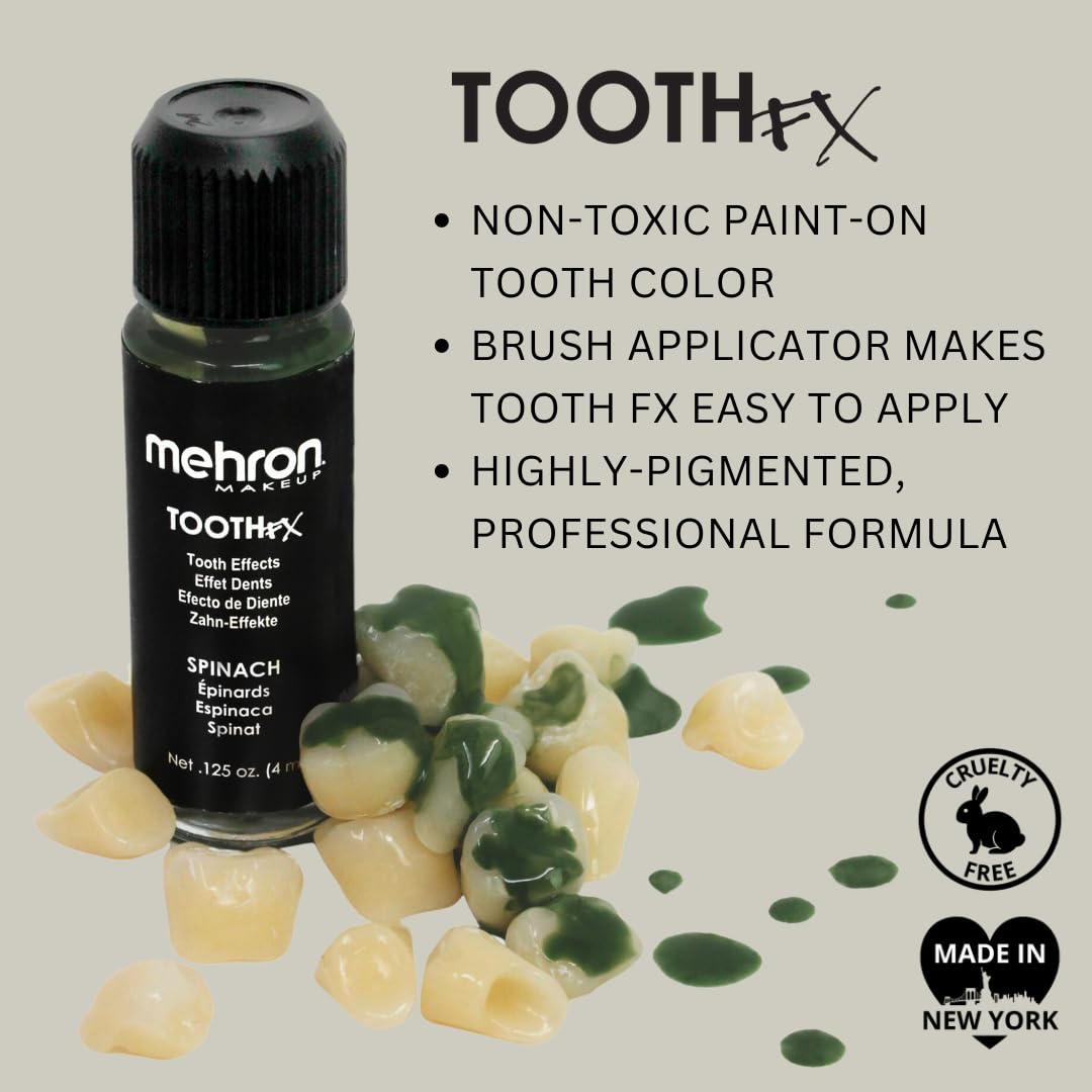 Mehron Makeup Tooth FX Spinach | Temporary Green Tooth Paint | Perfect for Creating Green Teeth FX & Rotten Teeth Makeup for Halloween, Cosplay Beauty & Personal Care Mehron