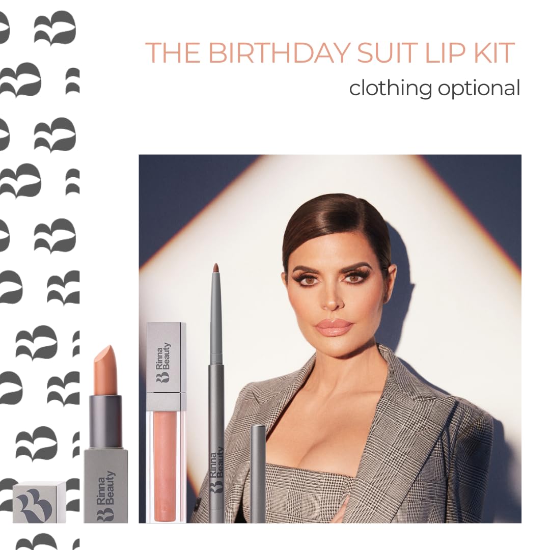Rinna Beauty Icon Lip Kit - Birthday Suit - All-in-one Lip Kit Includes Lipstick, Lip Gloss, and Lip Liner - TRUE NUDE look - Vegan, Long-lasting, Beauty & Personal Care Rinna Beauty