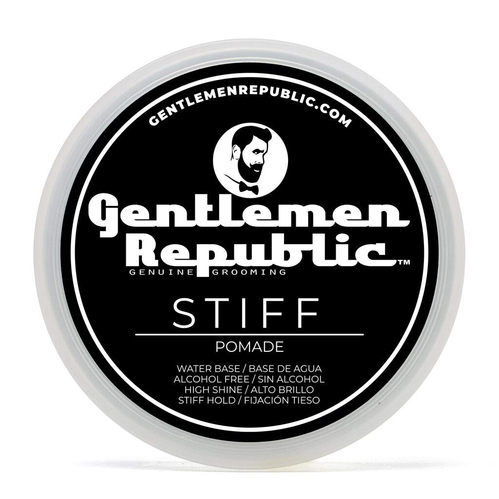 Gentlemen Republic 8oz Stiff Hair Pomade - Lightweight All-Day Hold with High Shine Finish, Alcohol-Free and Paraben-Free Formula, Suitable for Thick Beauty & Personal Care Gentlemen Republic Genuine Grooming