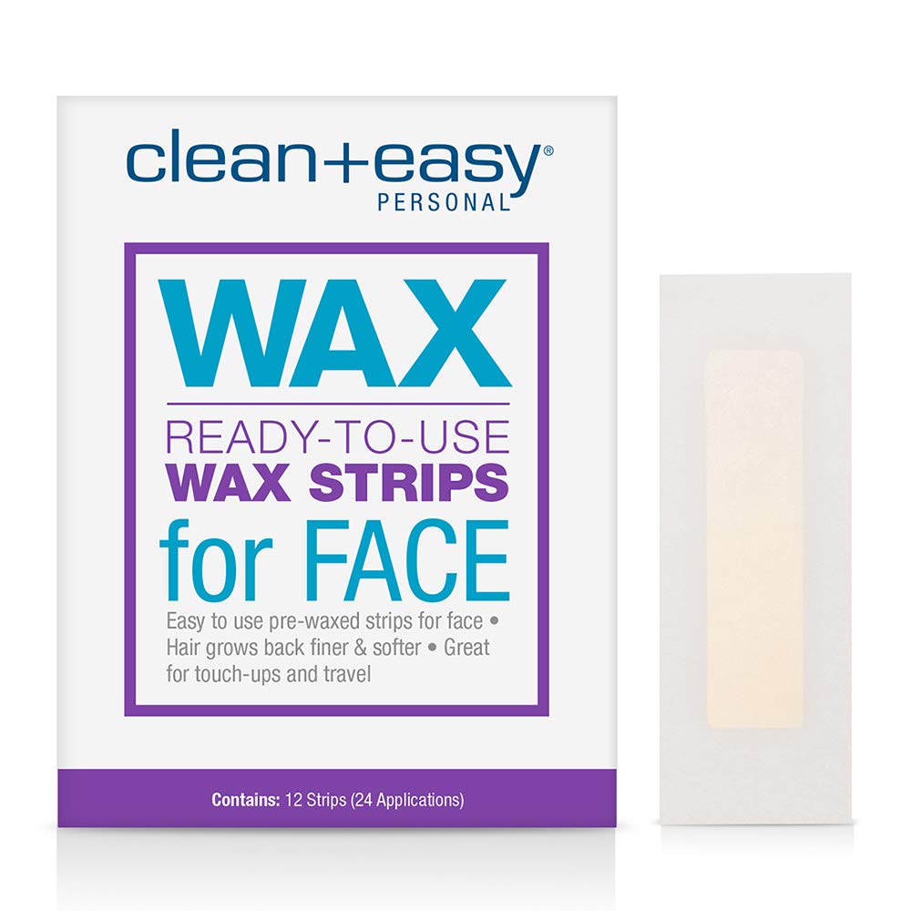Clean + Easy Pre-Waxed Facial Wax Strips - Ready-to-Use Hair Removal Wax Strips for Face, Upper Lip & Brows, 12 Count Beauty and Personal Care Clean + Easy