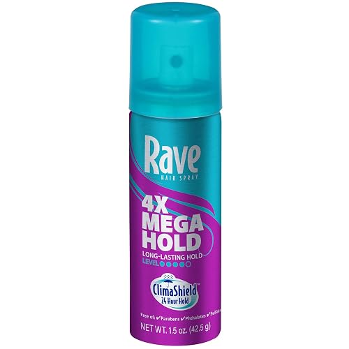 Rave Hair Spray Aerosol Mega, 1 Count, 1.5 Oz. Beauty & Personal Care Product Of Rave