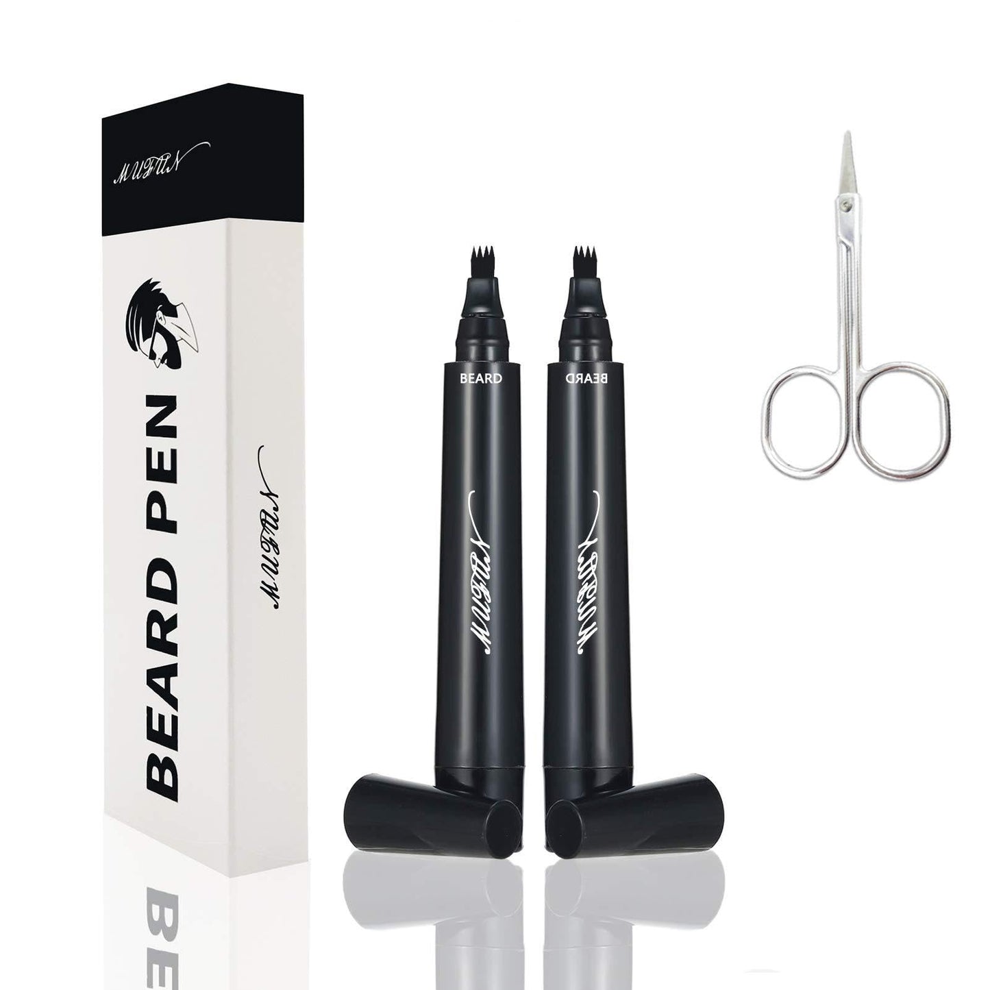 2PCS Beard Pencil Filler for Men - Sweat Proof, Water Resistance, Long Lasting & Natural Finish barber Pencil, Mustache Repair Shape(BLACK) Beauty and Personal Care MUFUN