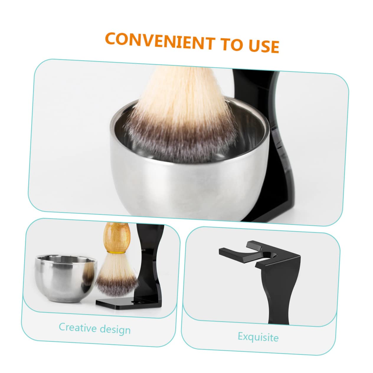 gklwVSlwv 1set Beard Brush Stand Shaving Bowl and Holder for Men Rack for Convenient Storage and Drying Men's Grooming Tool for Daily Use Beauty and Personal Care gklwVSlwv