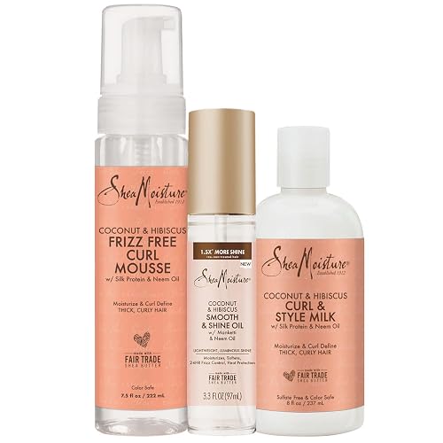 Shea Moisture Styling Set Mousse, Smooth Shine Oil, Curl Style Milk, 3 Pack, White Beauty & Personal Care Shea Moisture