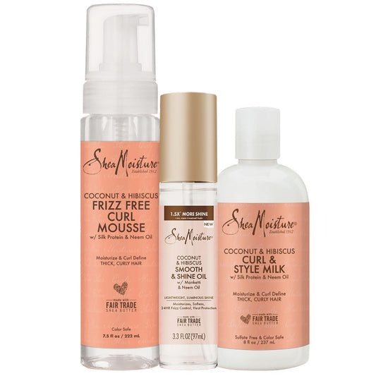 Shea Moisture Styling Set Mousse, Smooth Shine Oil, Curl Style Milk, 3 Pack, White Beauty & Personal Care Shea Moisture