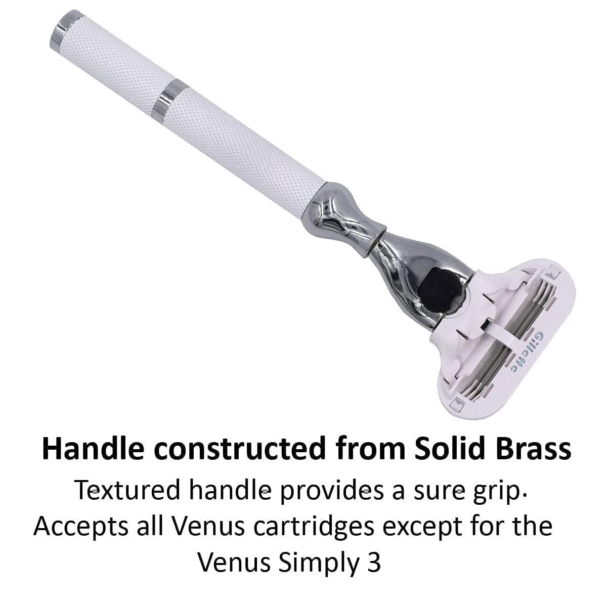 Parker Deluxe Triple Blade Razor for Women-Compatible with Gillette Venus or Gillette Mach 3 Cartridges-5.5 Inch Textured Brass Frame Handle-One Beauty and Personal Care Parker Safety Razor