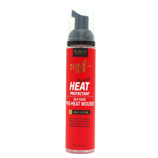 EBIN NEW YORK 24 Hour Tamer Heat Protectant Silk Ease Pre-Heat Mousse 3.38 Fl Oz | Thermal Protection for Hair, Volume & Shine | Lightweight, Safe Beauty & Personal Care EBIN NEW YORK