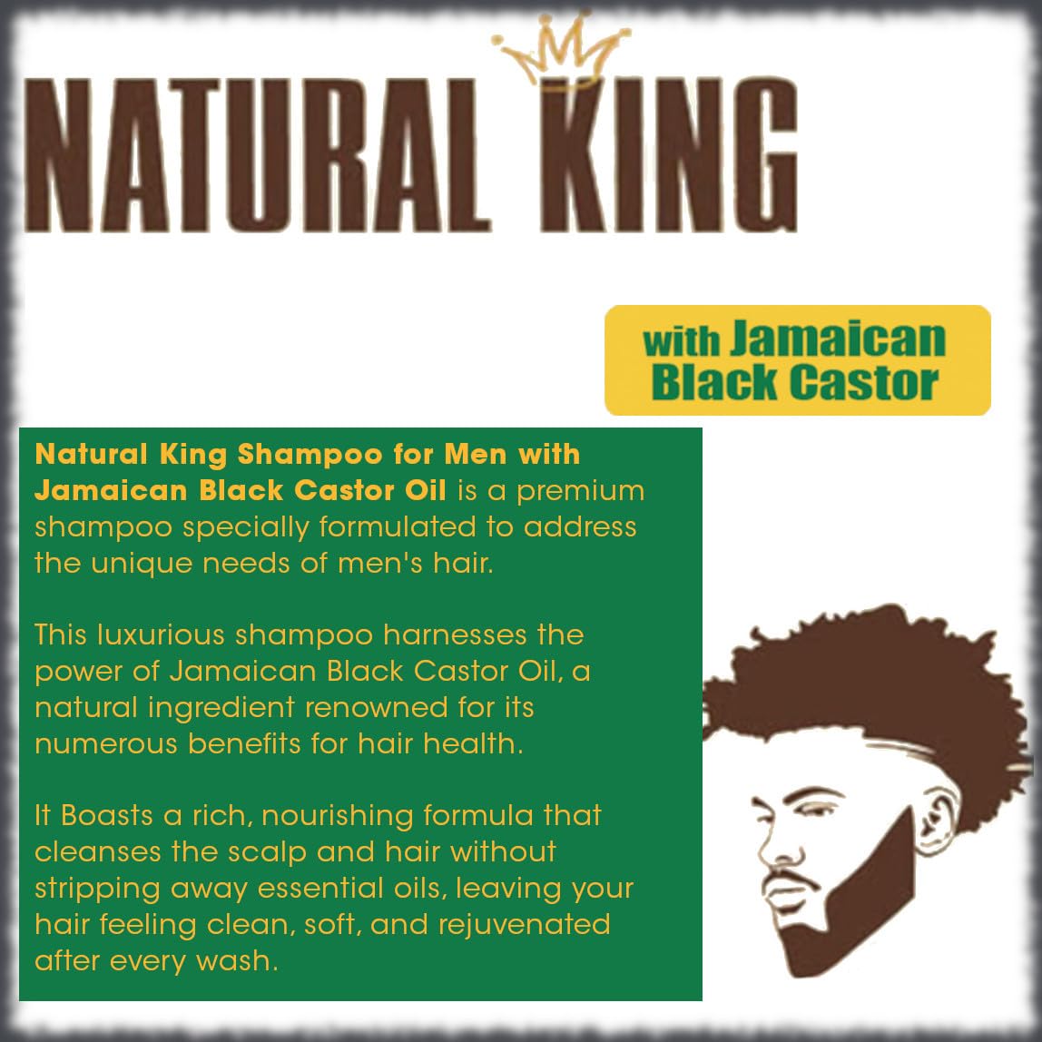 SFC Natural King Jamaican Black Castor Oil Shampoo for Men 33.8 oz. - Men's Cleansing Shampoo that Thickens Hair, Strengthens Hair and Boosts Growth