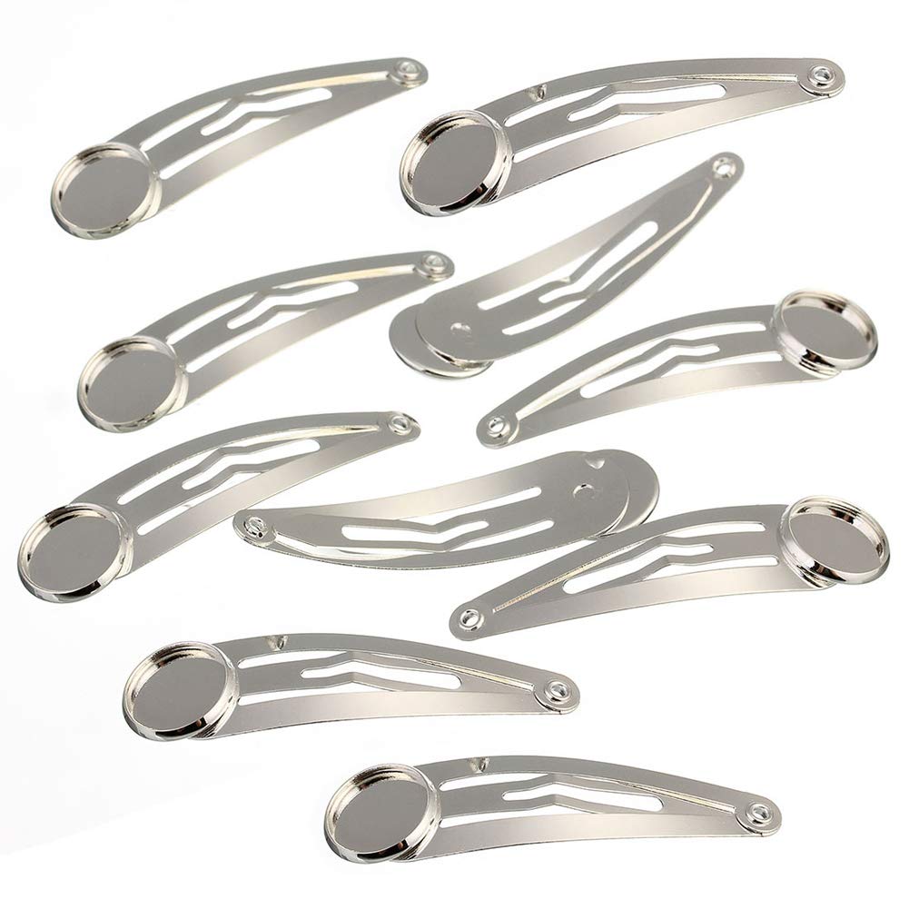 10 Pieces Metal Snap Hair Clips with Round Tray BB Hair Clips with Blanks Tray Non Slip Hair Barrettes with 12mm Round Tray for DIY Hair Accessories Beauty & Personal Care lasenersm