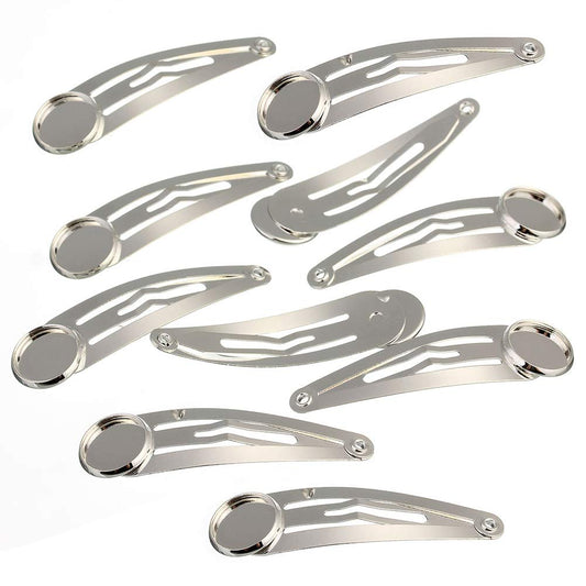 10 Pieces Metal Snap Hair Clips with Round Tray BB Hair Clips with Blanks Tray Non Slip Hair Barrettes with 12mm Round Tray for DIY Hair Accessories Beauty & Personal Care lasenersm
