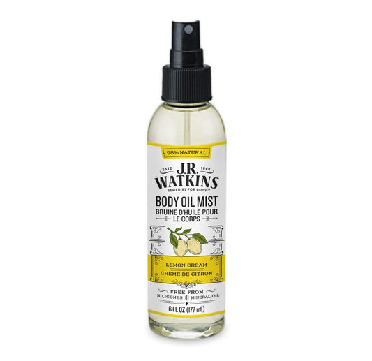 J.R. Watkins Natural Hydrating Body Oil Mist, Lemon Cream, Moisturizing Body Oil Spray for Glowing Skin, USA Made and Cruelty Free, 6 fl oz, Single Beauty & Personal Care J.R. Watkins