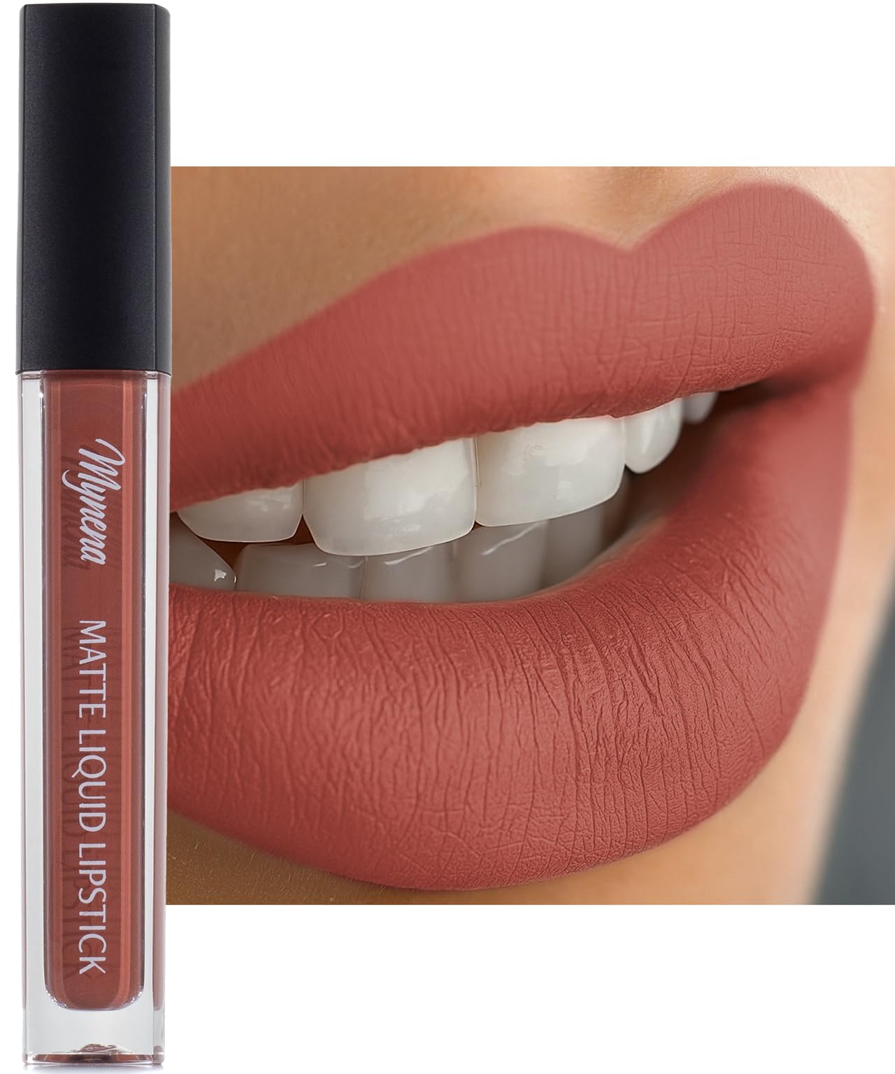 Mynena Warm Terracotta Rose Matte Liquid Lipstick | Long-Lasting Comfort | Smudge-Proof Transfer-Resistant | Full Coverage Non-Drying | Vegan Beauty & Personal Care Mynena