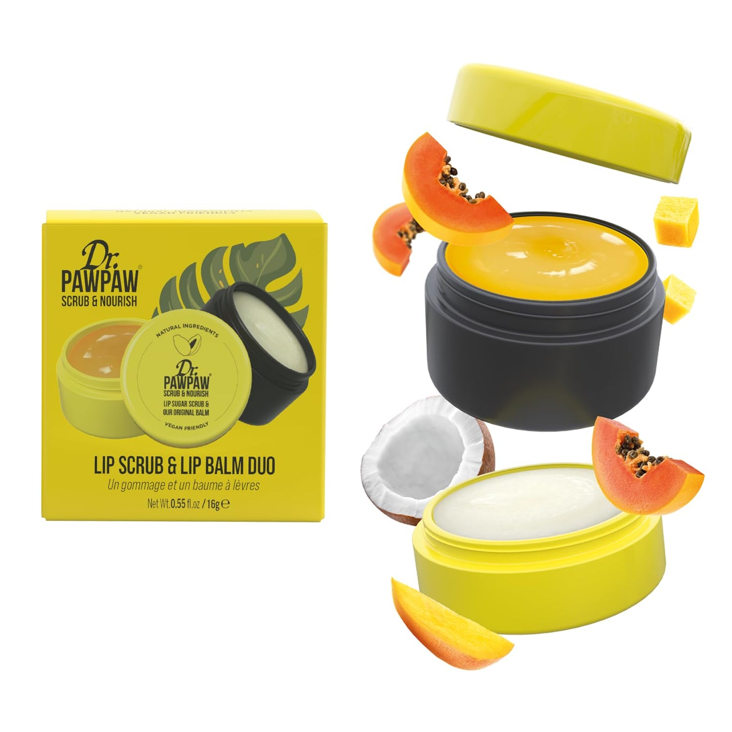 Dr. PawPaw Lip Scrub and Lip Balm Duo - Vegan Lip Scrub Exfoliator and Hydrating Lip Balm with Pawpaw, Aloe, Olive and Castor Oils - 0.55 oz Beauty and Personal Care Dr. PAWPAW ORIGINAL BALM