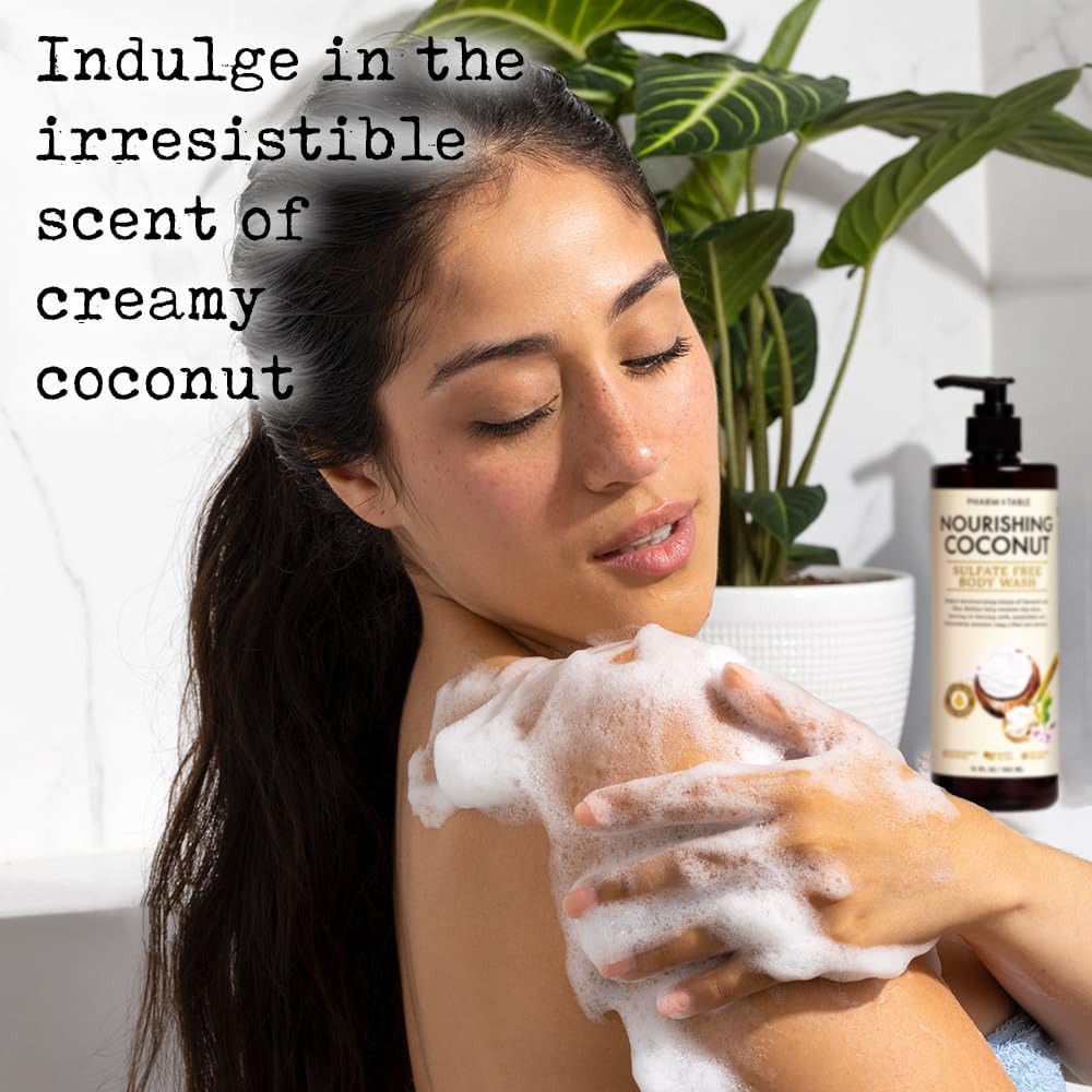 PHARM TO TABLE Nourishing Coconut Body Wash for Women and Men Softens and Soothes the Skin, Sulfate Free, 100% Cruelty Free, 480ml Beauty & Personal Care PHARM TO TABLE