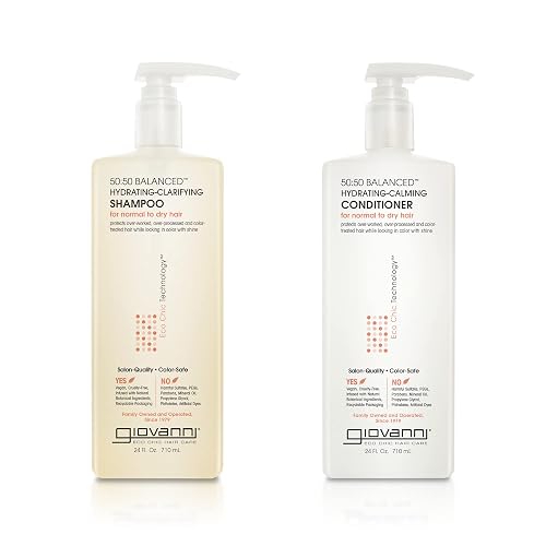 GIOVANNI 50:50 Balanced Shampoo & Conditioner Set - Hydrating, Clarifying, & Calming to Clean & Moisturize, For Over-Processed Hair, Salon Quality, No Beauty & Personal Care GIOVANNI