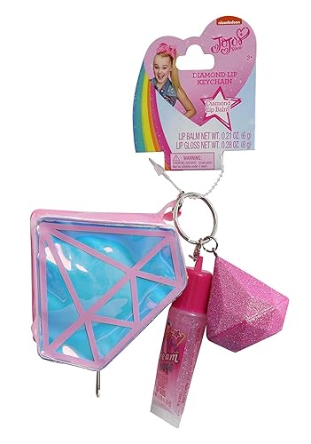 JoJo Siwa Diamond Lip Keychain Gloss, Balm and Coin Purse, Pink, Blue, One_Size Beauty & Personal Care JoJo Siwa