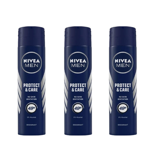 NIVEA MEN Protect & Care Anti-Perspirant Deodorant Spray, 0% Alcohol, 48H Odor Protection, Skin-Friendly, Woody Masculine Scent, Dermatologically Beauty and Personal Care NIVEA