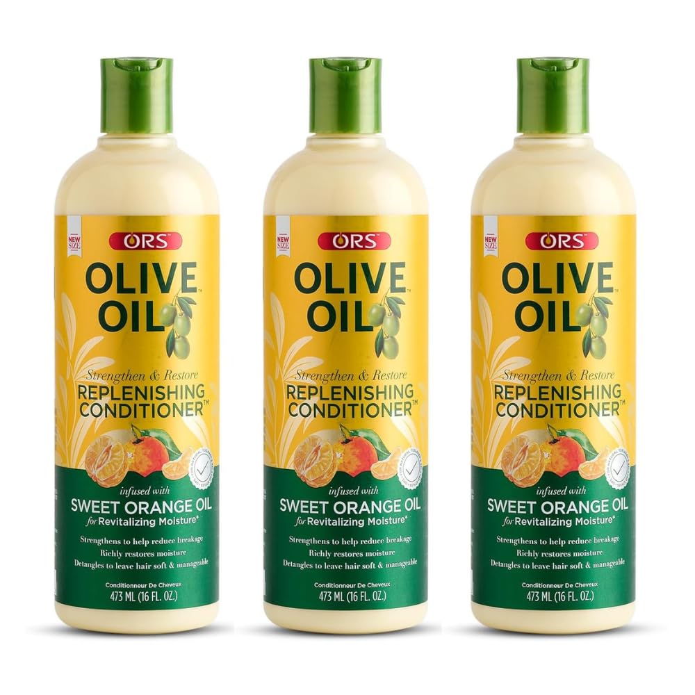 ORS Olive Oil Classics Replenishing Conditioner with Sweet Orange Oil for Revitalizing Moisture 16.0 oz (Pack of 3)