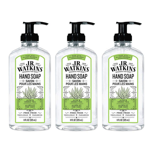 JR Watkins Gel Hand Soap, Aloe & Green Tea, 3 Pack, Scented Liquid Hand Wash for Bathroom or? Kitchen, USA Made and Cruelty Free, 11 fl oz Beauty & Personal Care J.R. Watkins