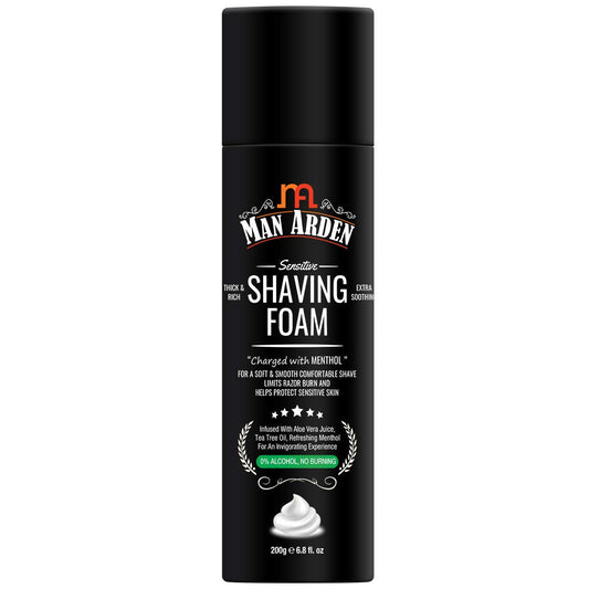 Man Arden Man Arden Shaving Foam For Sensitive Skin - Charged with Menthol, Aloevera and Tea Tree, 200g Beauty and Personal Care Man Arden