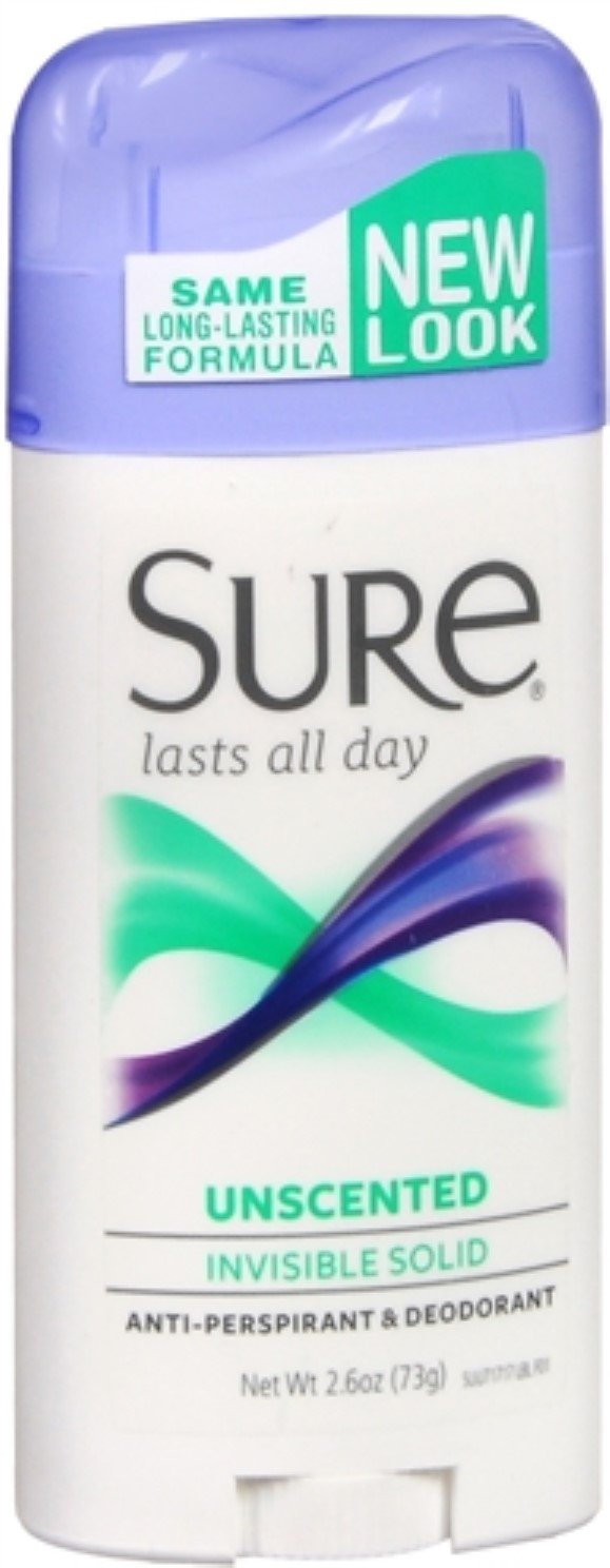 Sure Stay Confident Unscented Invisible Solid Antiperspirant & Deodorant 2.6 oz (73 g) (Pack of 5) Beauty and Personal Care Sure