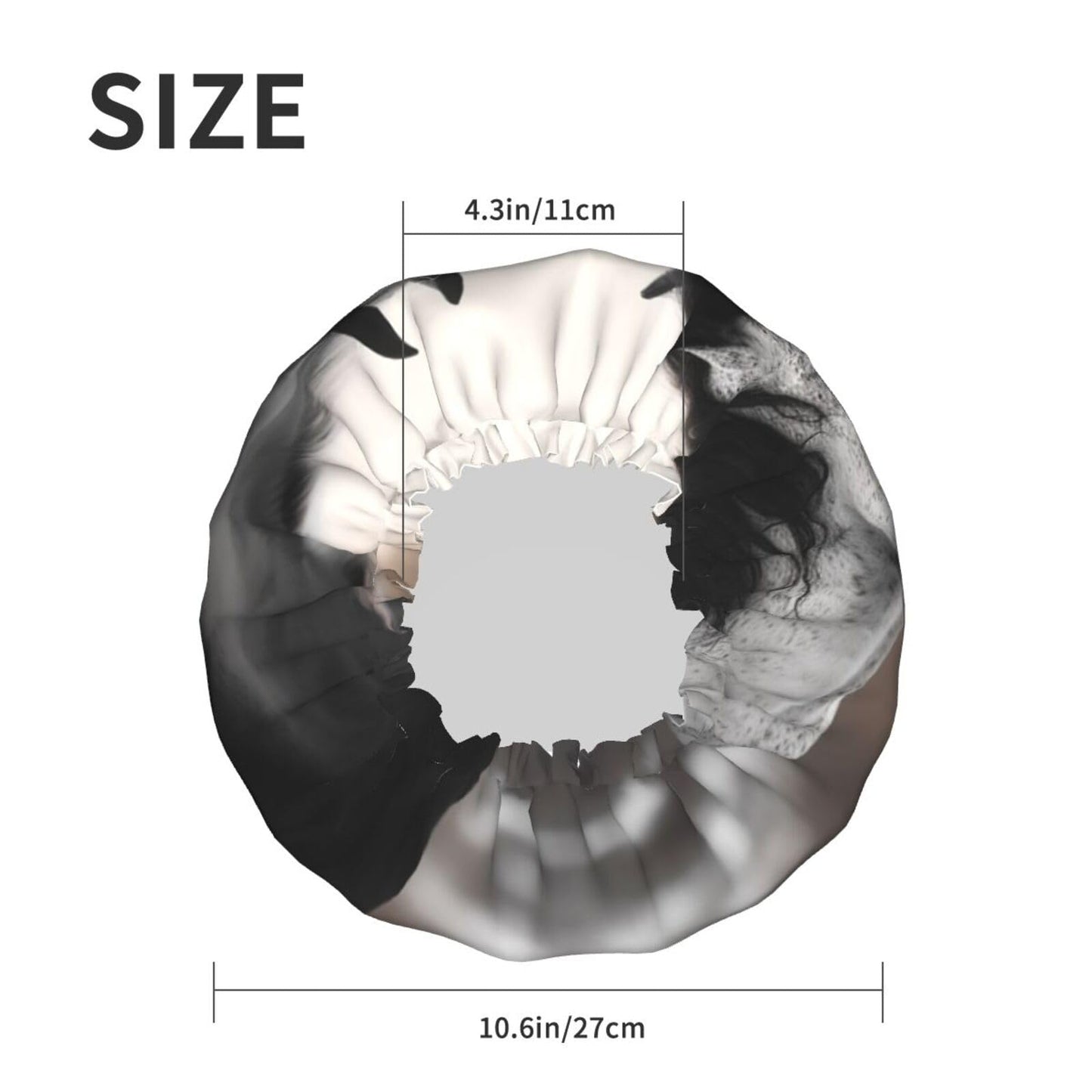 Black And White Horses Shower Cap for Women Men Large Reusable Shower Bonnet Double-Layer Waterproof Bath Caps Elastic Band Hair Hat for All Beauty and Personal Care BWLHJKE