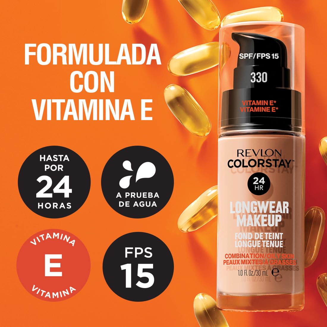 Revlon Colorstay Pump 24HR Make Up SPF15 Comb/Oily Skin 30ml - Natural Beige Beauty & Personal Care REVLON