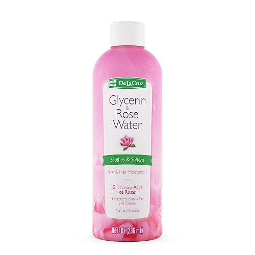 De La Cruz Rose Water and Glycerin for Face - Rosewater Facial Toner and Moisturizer for Skin and Hair 8 fl oz. (236 mL) - 1 Bottle Beauty & Personal Care De La Cruz