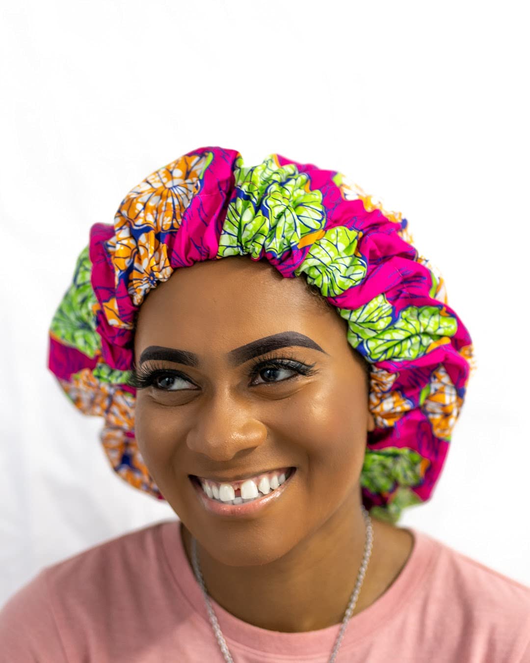 Hair Bonnets for Black Women Curly Kinky Hair Locs and Braids Double Layer Stretch Satin Protective Sleep Cap (Pink(OLA)) Beauty and Personal Care NOT AVAILABLE