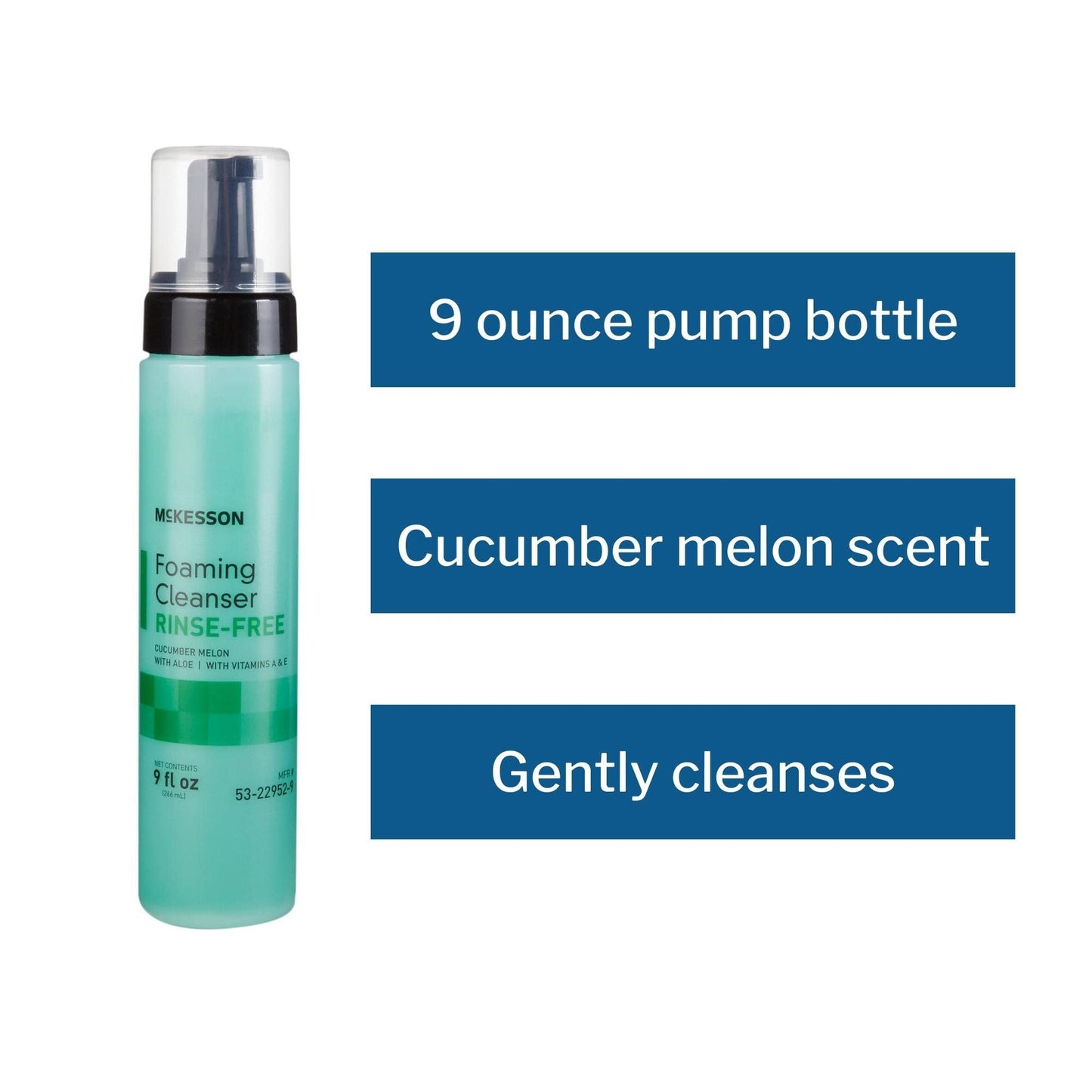 McKesson Rinse-Free Foam Cleanser with Aloe, 9 oz [1 Count] Vitamin A and E - Body Wash & Shampoo for Elderly, Hospital Grade, Cucumber Melon Beauty & Personal Care McKesson
