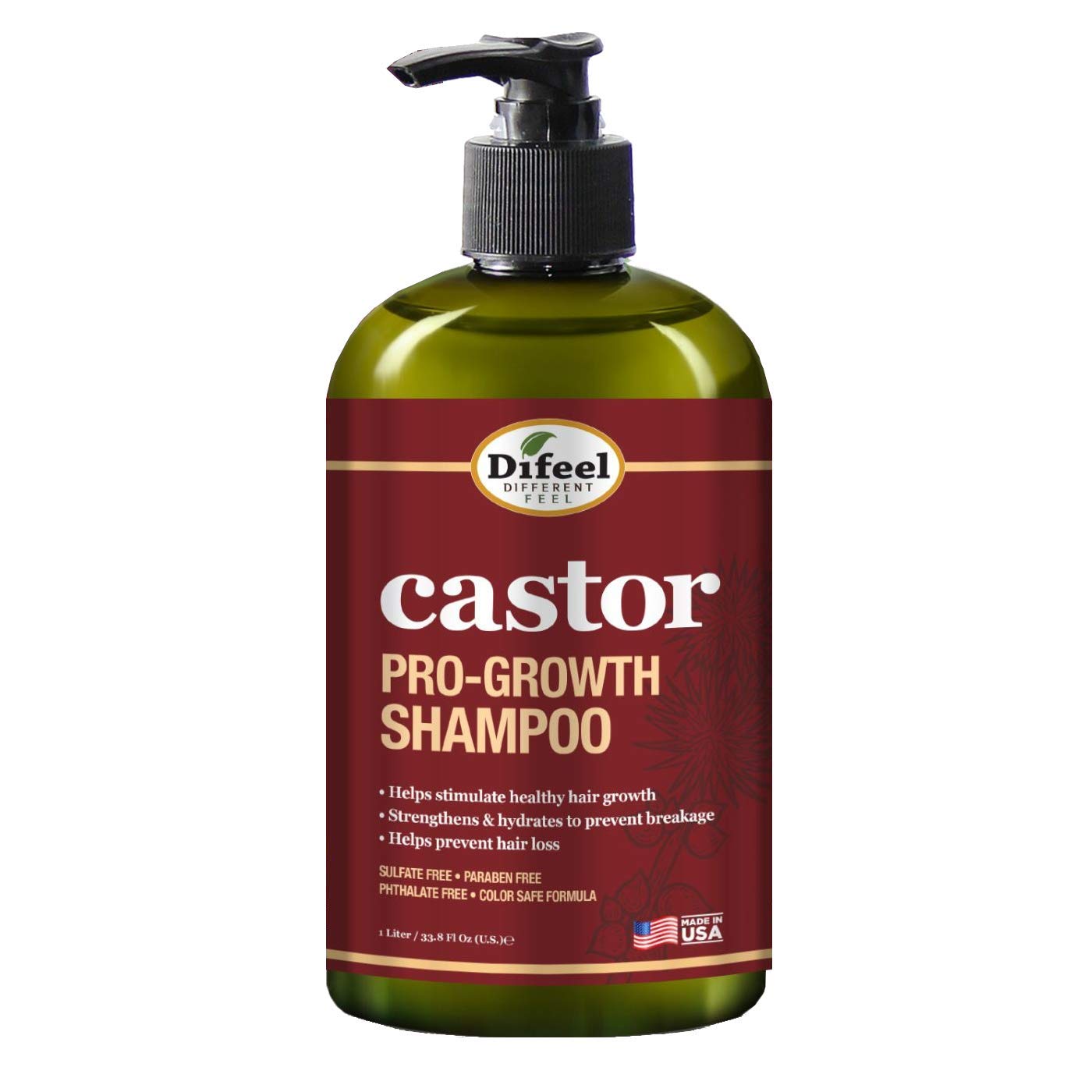 Difeel 4-PC Castor Pro-Growth Hair Growth: Cleansing & Growth Set - Includes 12 oz Shampoo, 12oz Conditioner, 12oz Hair Mask & 2.5oz Root Stimulator Beauty & Personal Care Difeel