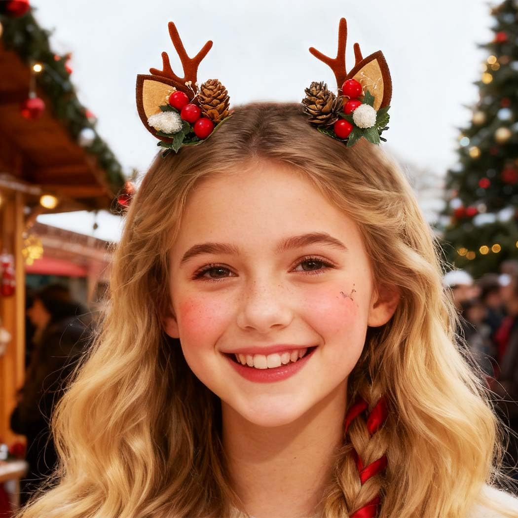 BARTOSI Christmas Reindeer Antlers Hair Clips Deer Antler Hair Clip Xmas Ears Hairpins Holiday Hair Accessories for Women and Girls (Pack of 2) Beauty & Personal Care BARTOSI