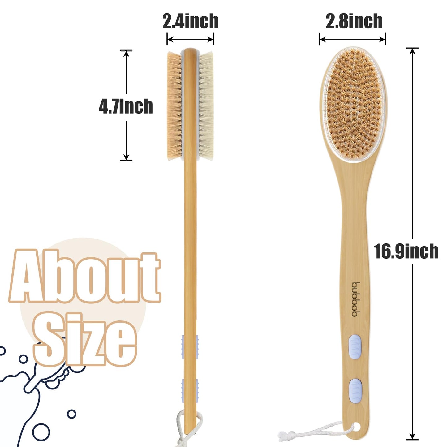 Back Scrubber for Shower,Bath Brush with Long Handle,Men and Women (2 Pack) Beauty and Personal Care Bubbob