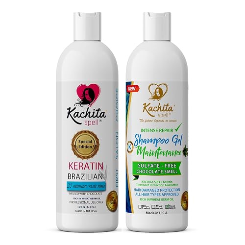New Brazilian Keratin Hair Treatment Kachita Spell Straighten and Smooth Hair + Maintenance Shampoo Conditioner Beauty & Personal Care Kachita Spell